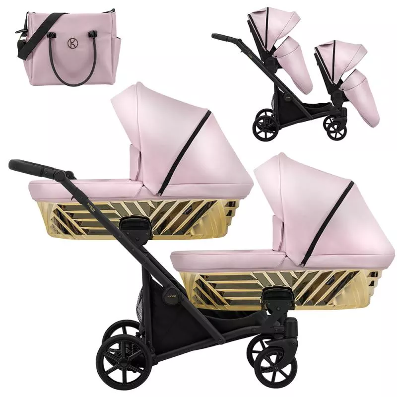 Kunert Ivento Duo Glam 2 σε 1 Πολυκαρότσι Διδύμων Ροζ Μεταλλικό Eco με Μαύρο Σκελετό