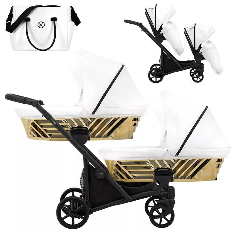 Kunert Ivento Duo Glam 2 σε 1 Πολυκαρότσι Διδύμων Λευκό Περλέ Eco με Μαύρο Σκελετό