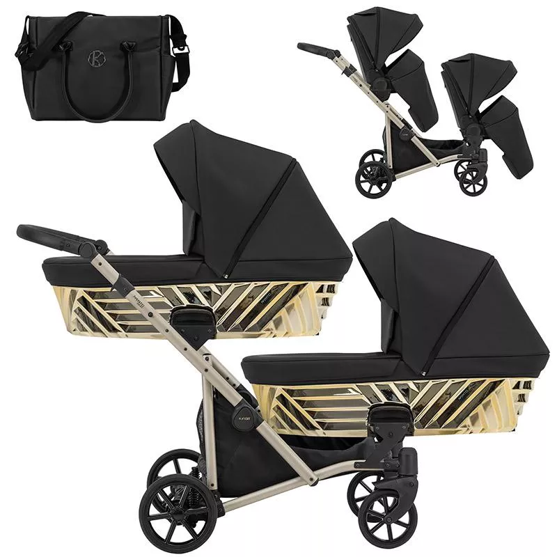Kunert Ivento Duo Glam 2 σε 1 Πολυκαρότσι Διδύμων Μαύρο Περλέ Eco με Champagne Σκελετό