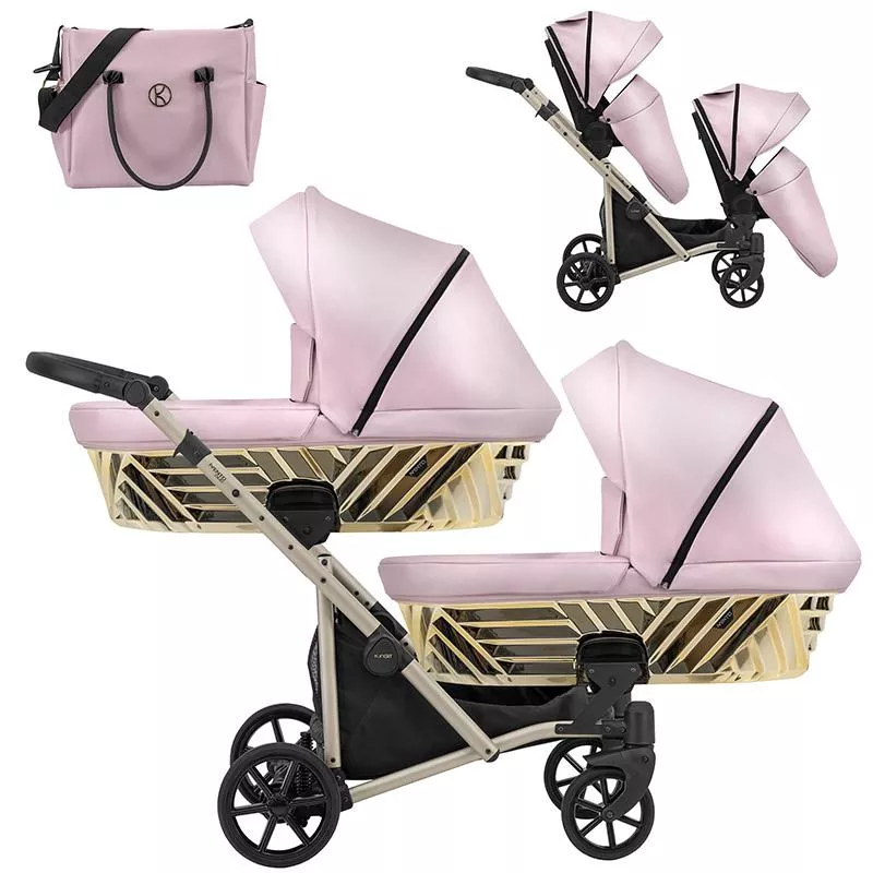 Kunert Ivento Duo Glam 2 σε 1 Πολυκαρότσι Διδύμων Ροζ Μεταλλικό Eco με Champagne Σκελετό