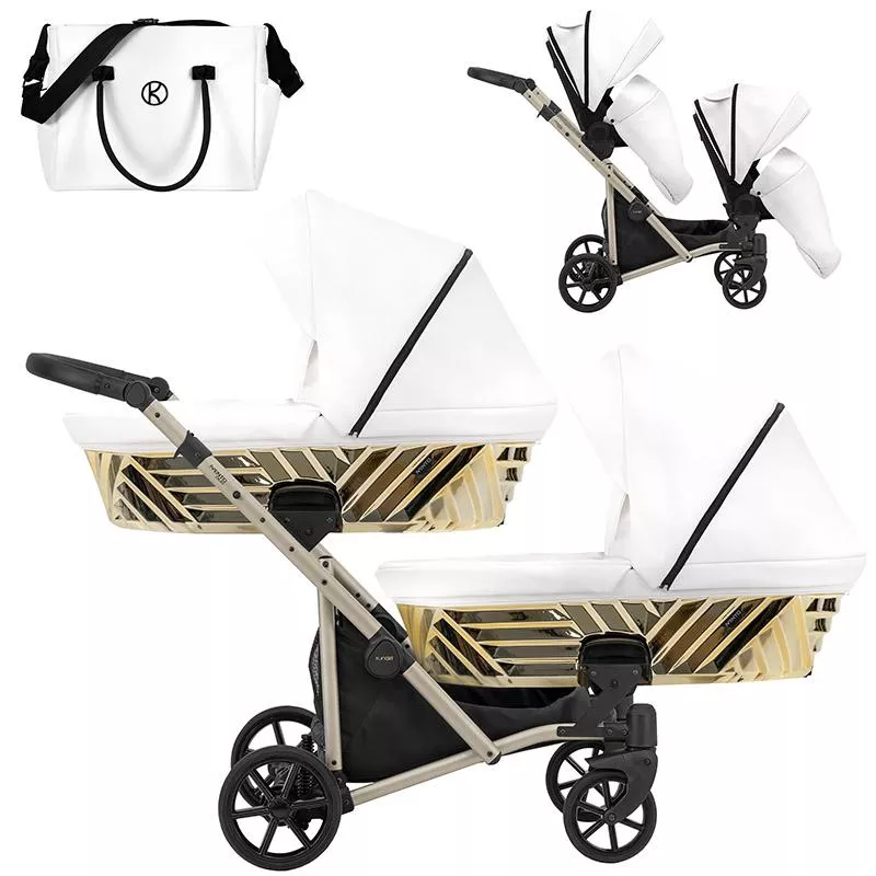 Kunert Ivento Duo Glam 2 σε 1 Πολυκαρότσι Διδύμων Λευκό Περλέ Eco με Champagne Σκελετό