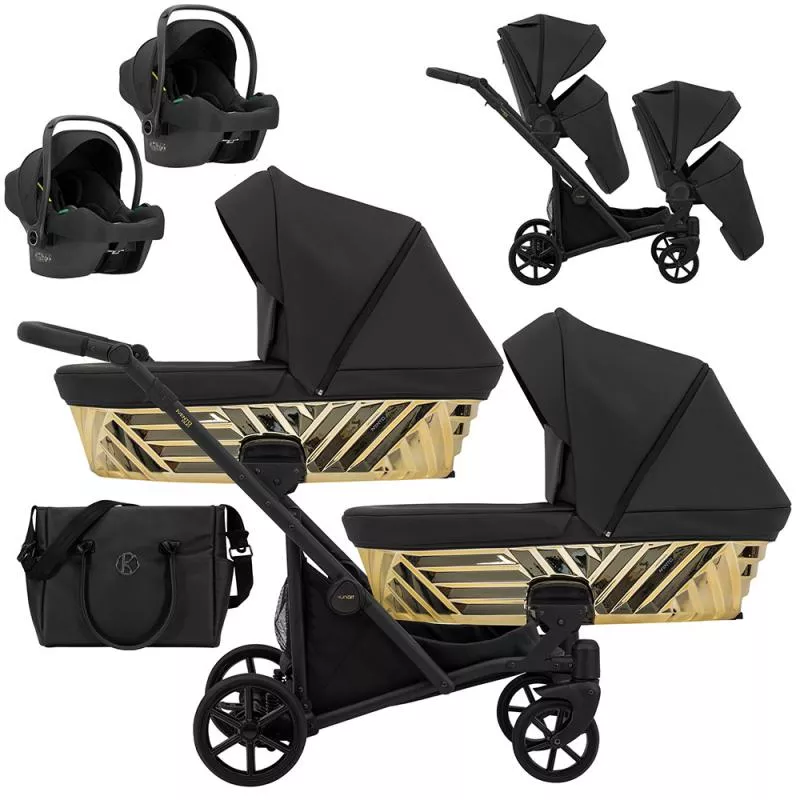 Kunert Ivento Duo Glam 3 σε 1 Πολυκαρότσι Διδύμων Μαύρο Περλέ Eco με Μαύρο Σκελετό