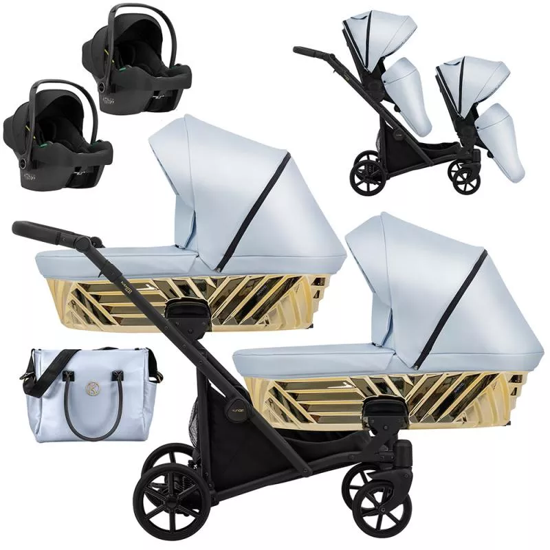 Kunert Ivento Duo Glam 3 σε 1 Πολυκαρότσι Διδύμων Μπλε Μεταλλικό Eco με Μαύρο Σκελετό