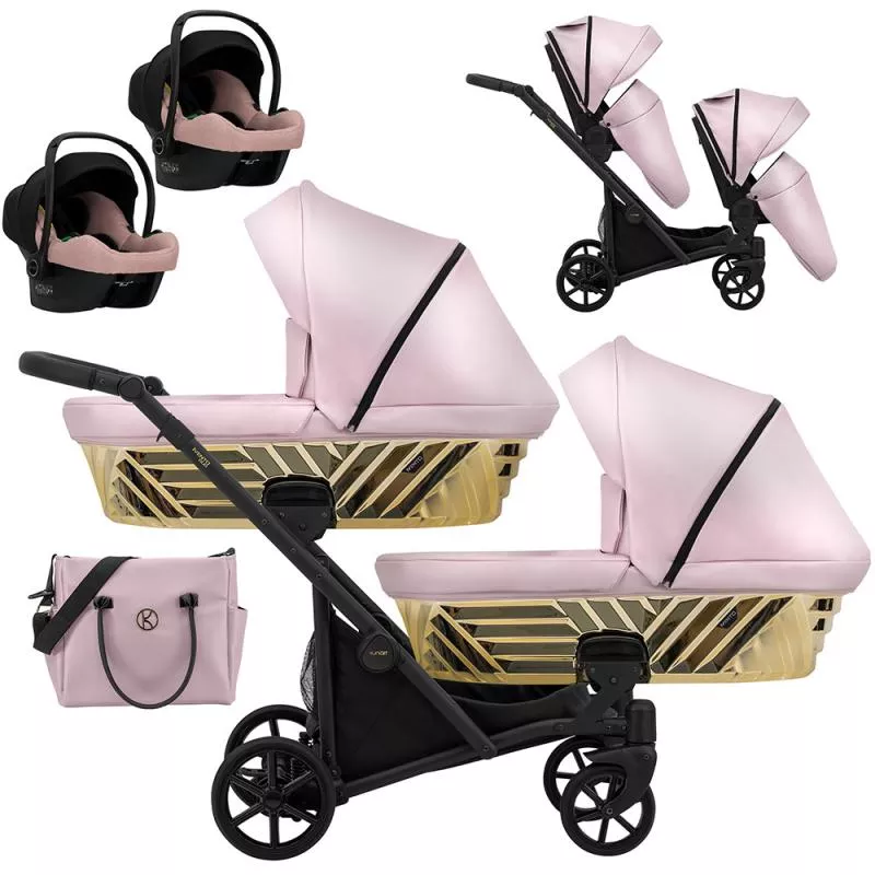 Kunert Ivento Duo Glam 3 σε 1 Πολυκαρότσι Διδύμων Ροζ Μεταλλικό Eco με Μαύρο Σκελετό