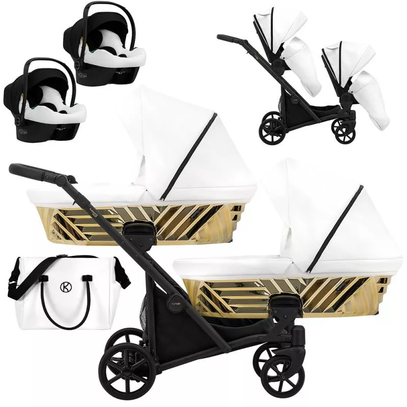 Kunert Ivento Duo Glam 3 σε 1 Πολυκαρότσι Διδύμων Λευκό Περλέ Eco με Μαύρο Σκελετό