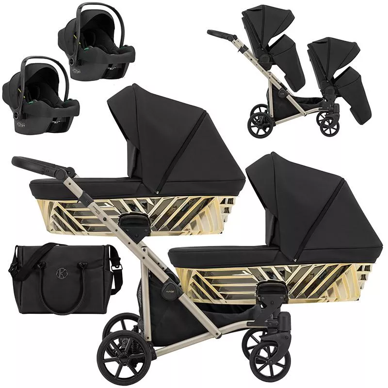 Kunert Ivento Duo Glam 3 σε 1 Πολυκαρότσι Διδύμων Μαύρο Περλέ Eco με Champagne Σκελετό