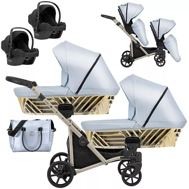 Kunert Ivento Duo Glam 3 σε 1 Πολυκαρότσι Διδύμων Μπλε Μεταλλικό Eco με Champagne Σκελετό