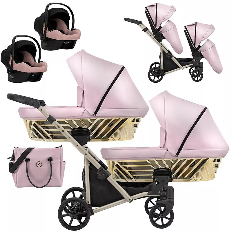 Kunert Ivento Duo Glam 3 σε 1 Πολυκαρότσι Διδύμων Ροζ Μεταλλικό Eco με Champagne Σκελετό