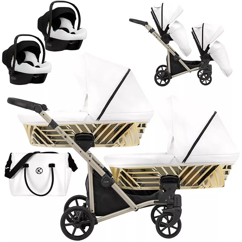 Kunert Ivento Duo Glam 3 σε 1 Πολυκαρότσι Διδύμων Λευκό Περλέ Eco με Champagne Σκελετό