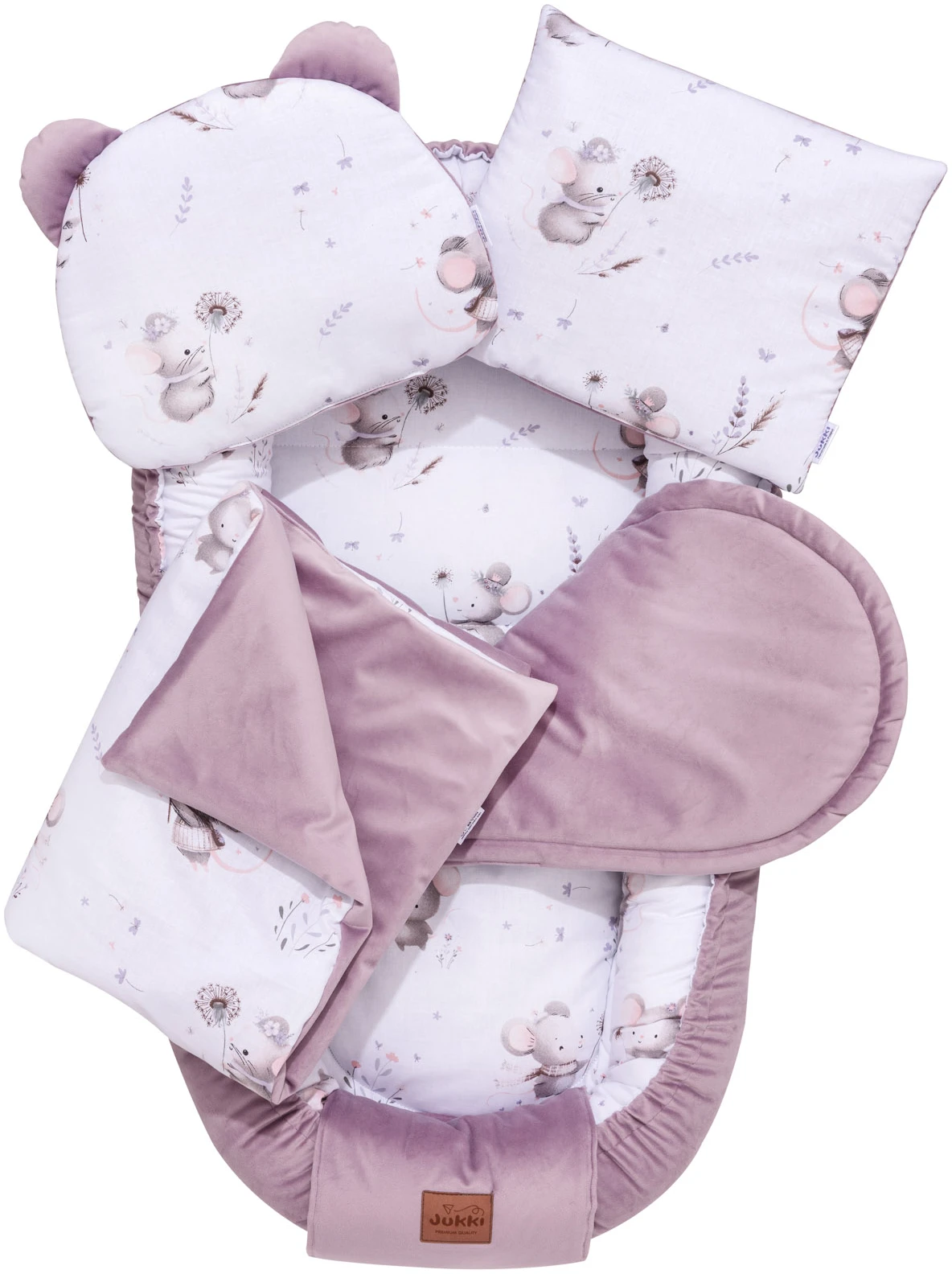 JUKKI Φωλιά Για Βρέφη 100x55 Σετ 5 τμχ Lovely Mouse Velvet