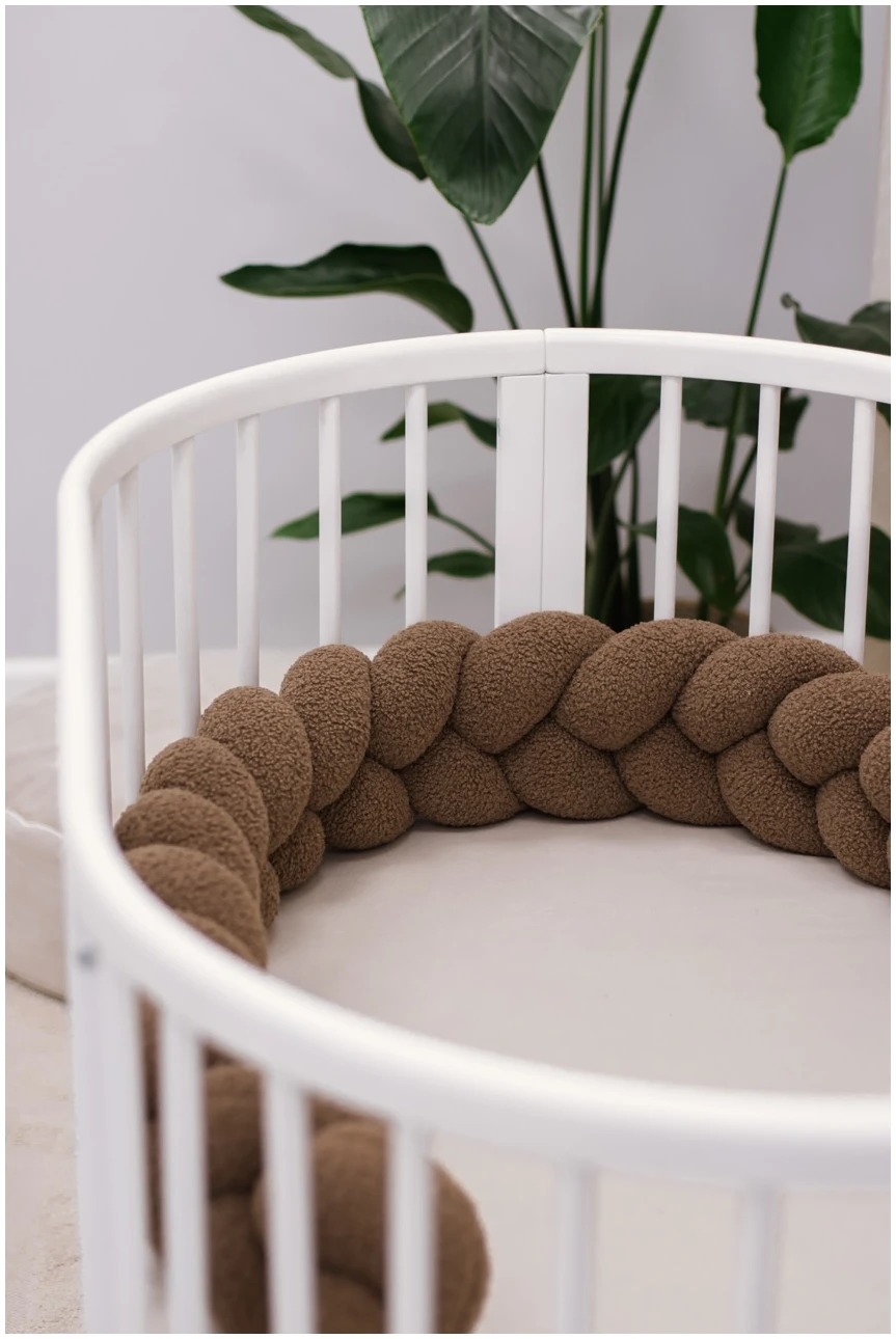 JUKKI Braided Cot Bumper 3-Strand 180 cm Boucle Brown