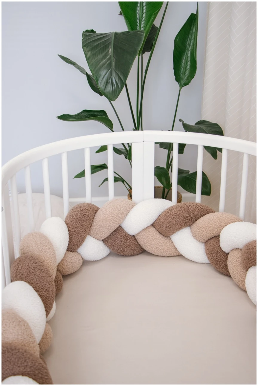 JUKKI Braided Cot Bumper 3-Strand 180 cm Boucle Mix Beige