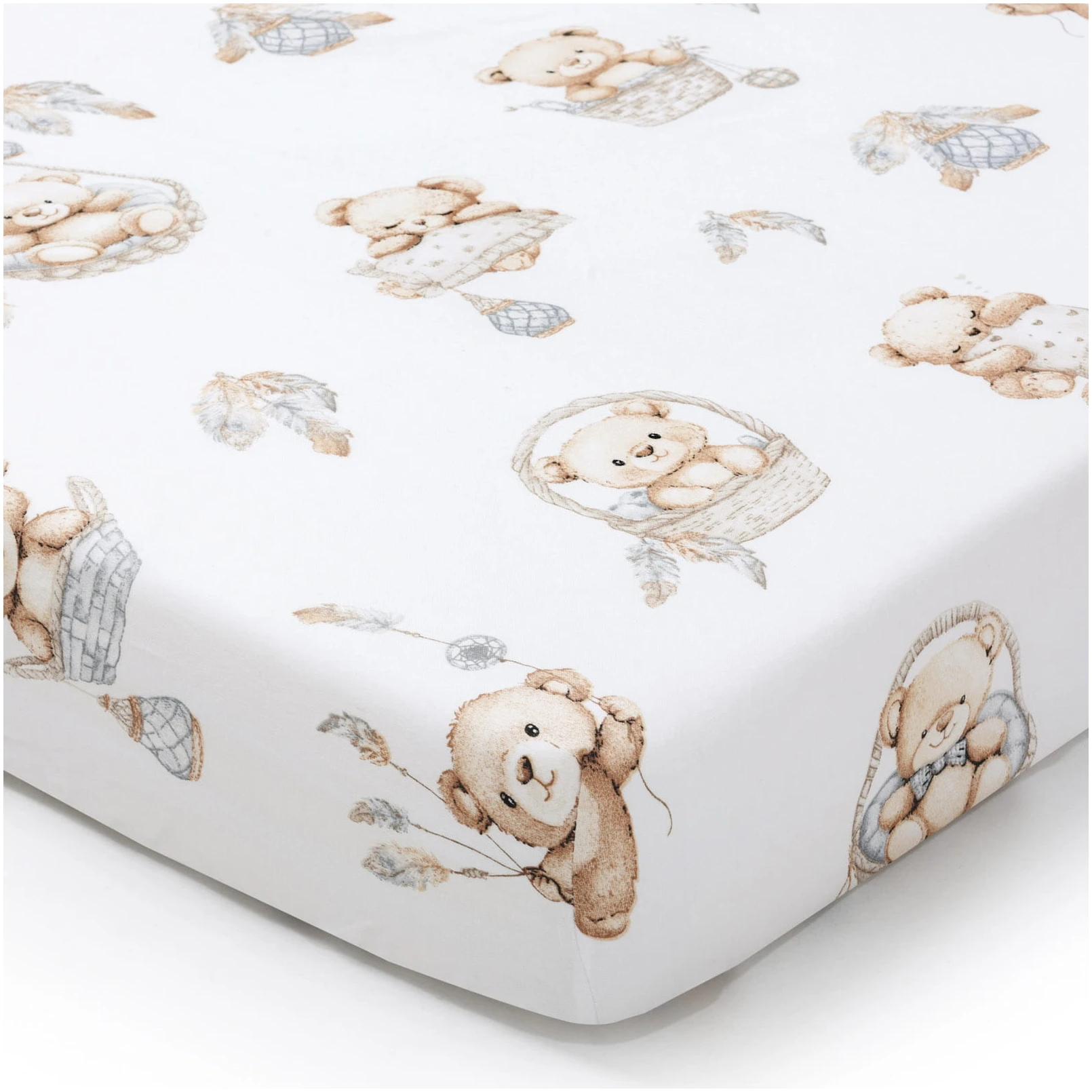 JUKKI Σεντόνι Βαμβακερό με Λάστιχο 120x60 cm Boho Bears