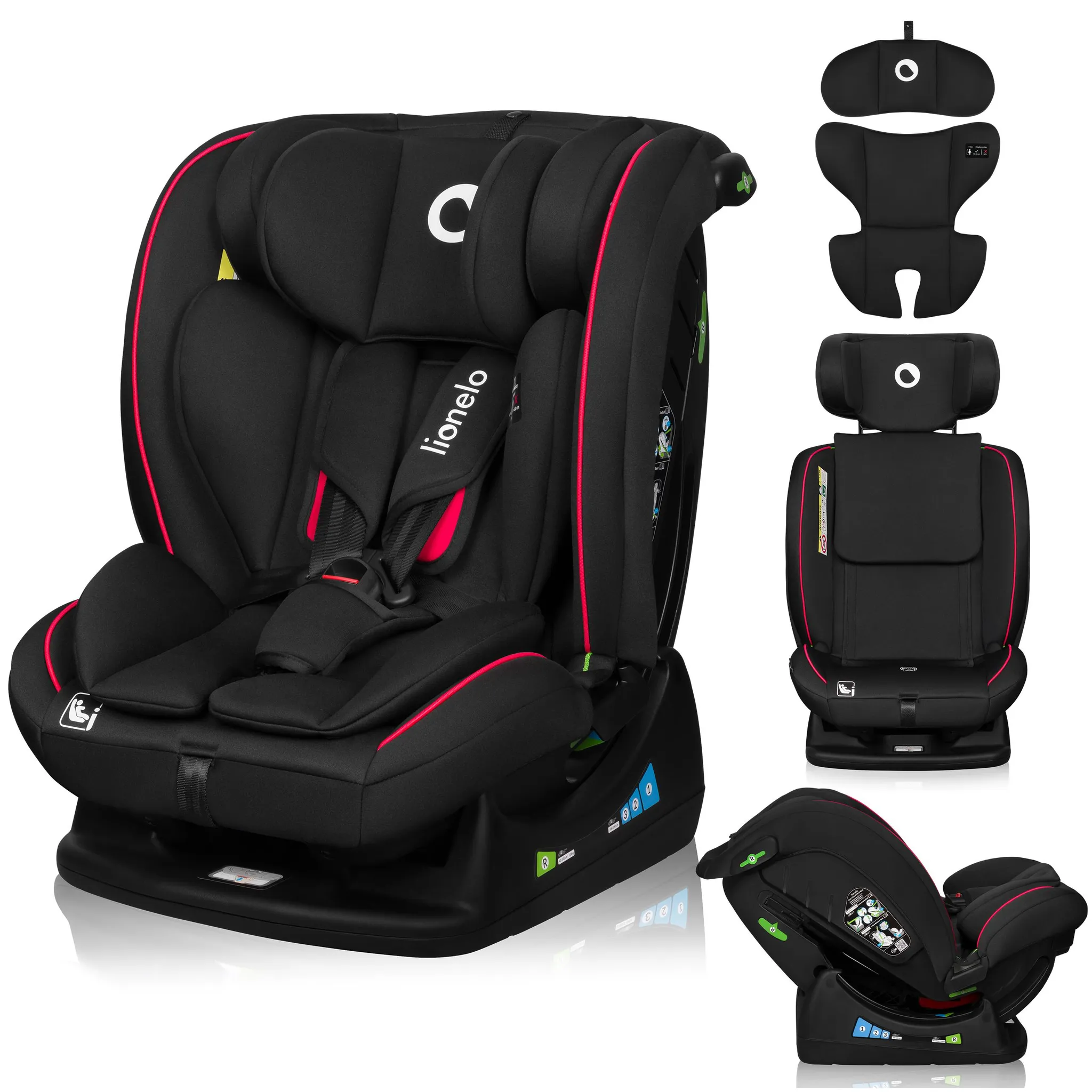 Lionelo Aart i-Size 40–150 cm Κάθισμα Αυτοκινήτου τοποθέτηση με Ζώνη Black Carbon Red