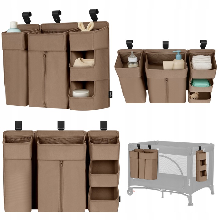 Lionelo Sidepocket Large Κρεμαστός Οργανωτής για Κούνια/Παρκοκρέβατο - Μπεζ