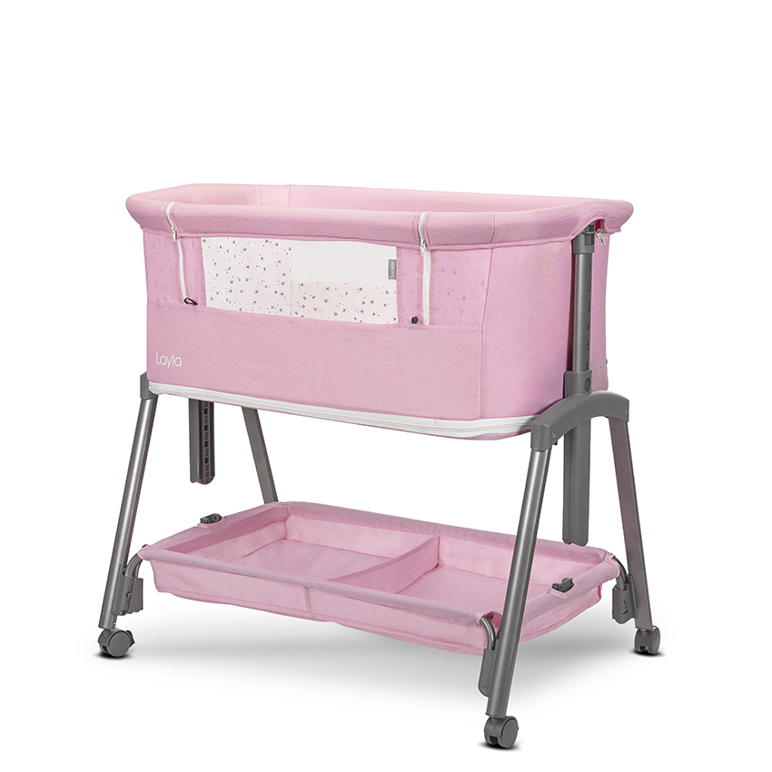 Lorelli Layla Bedside Crib & Playpen 2 in 1 Pink