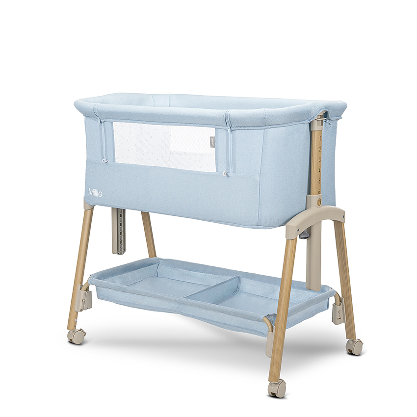 Lorelli Millie Bedside Crib Blue Wood Effect