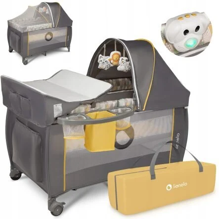 Lionelo Sven Plus Παρκοκρέβατο Yellow Scandi 5902581656193