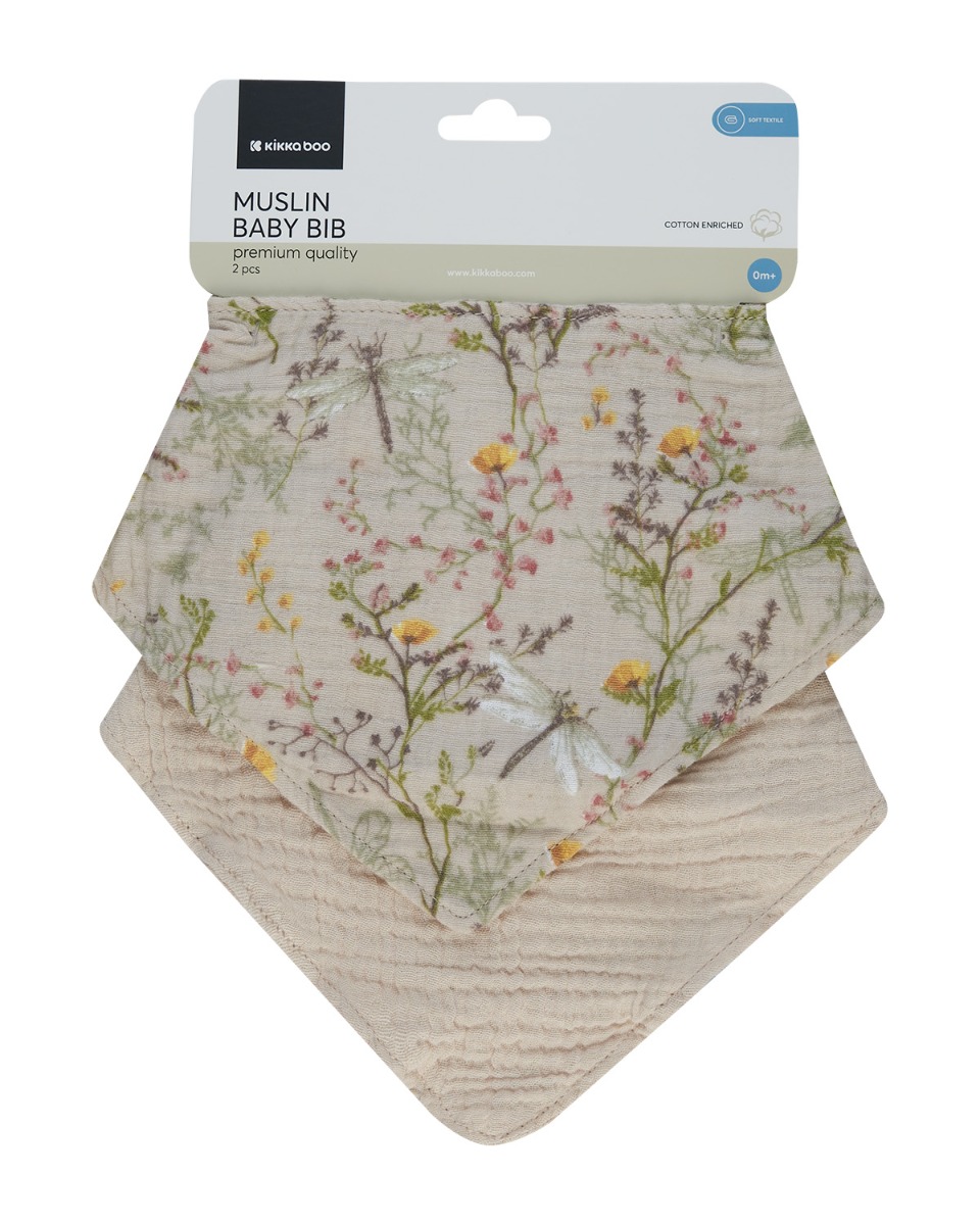 Kikka Boo Muslin bibs set 2 pcs Secret Garden Beige 31303030070
