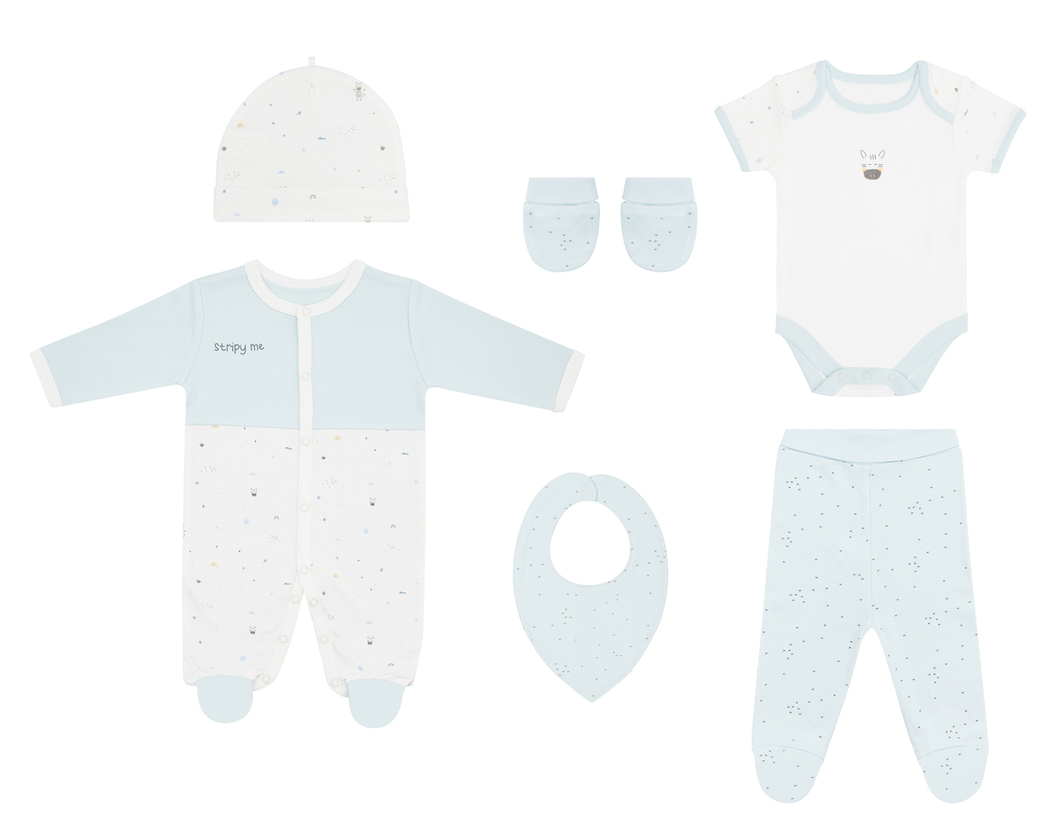 Kikka Boo Newborn Romper Set 6 pcs Stripy Friends