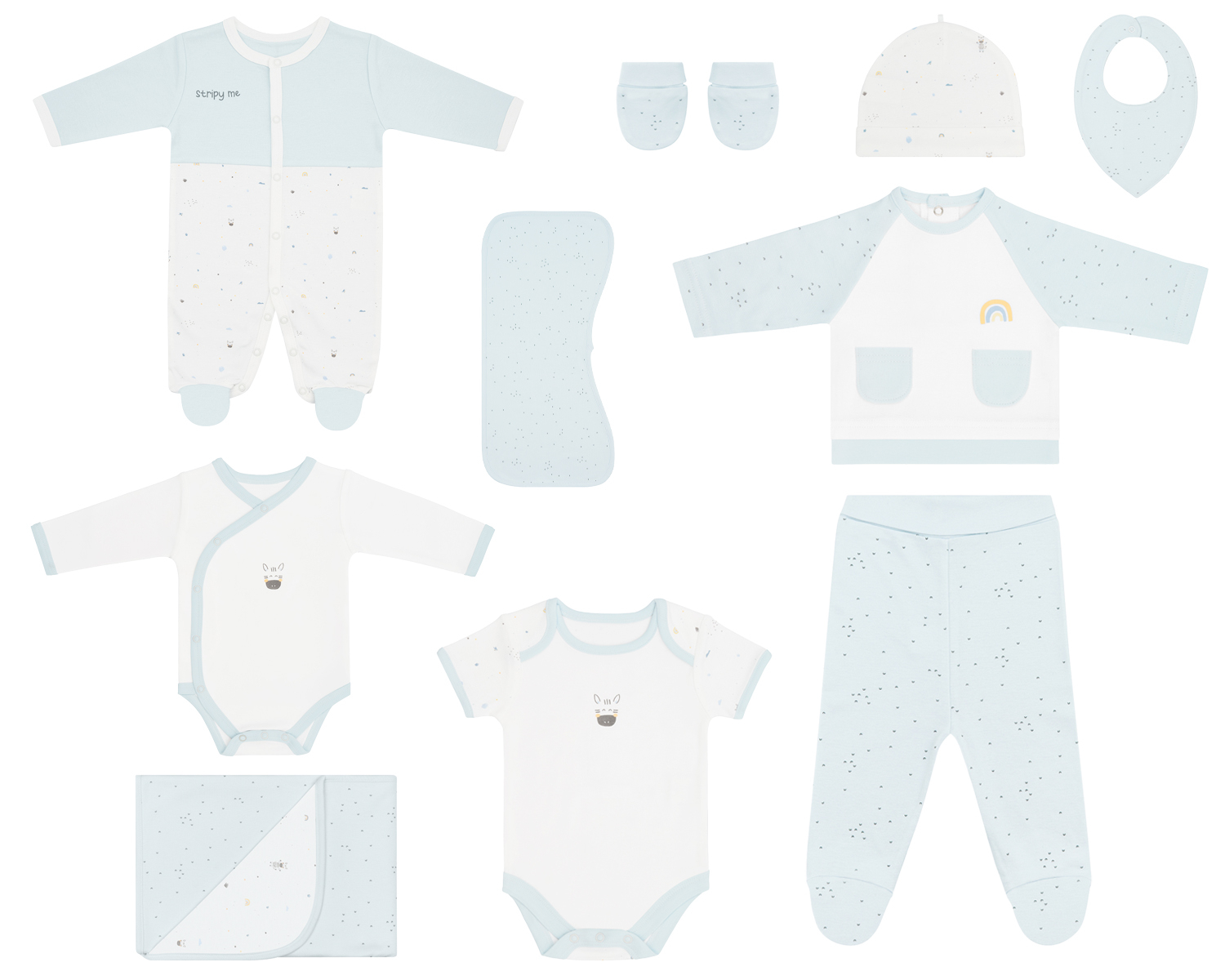 Kikka Boo Newborn Romper Set 10 pcs Stripy Friends