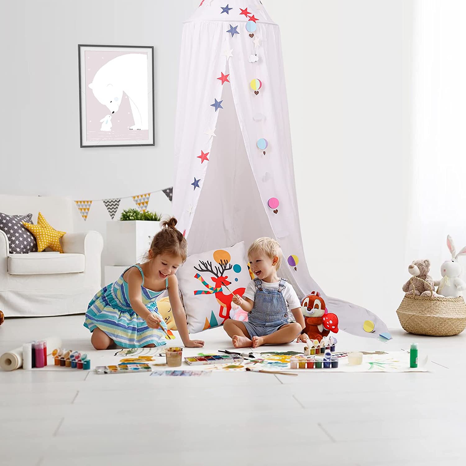 OEM Large Princess Bed Canopy Net For Kids Room 50x240cm Star