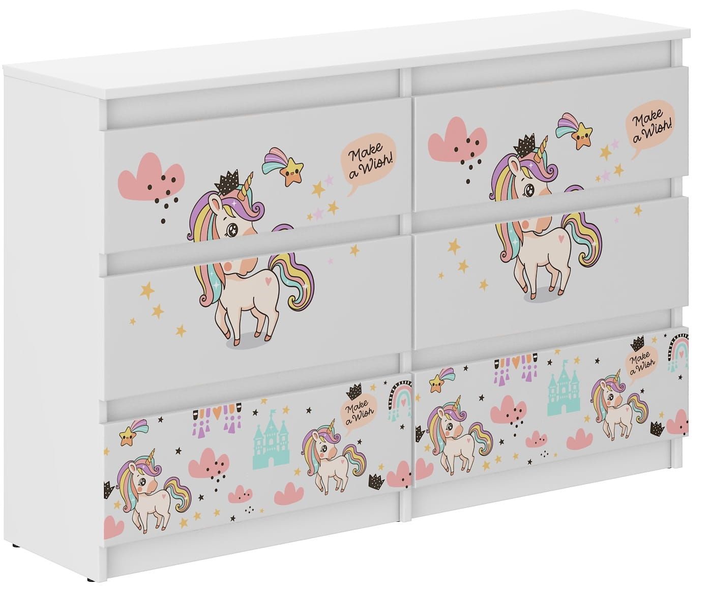 Children's Chest of Drawers R120 30x120X77cm Unicorn Rainbow