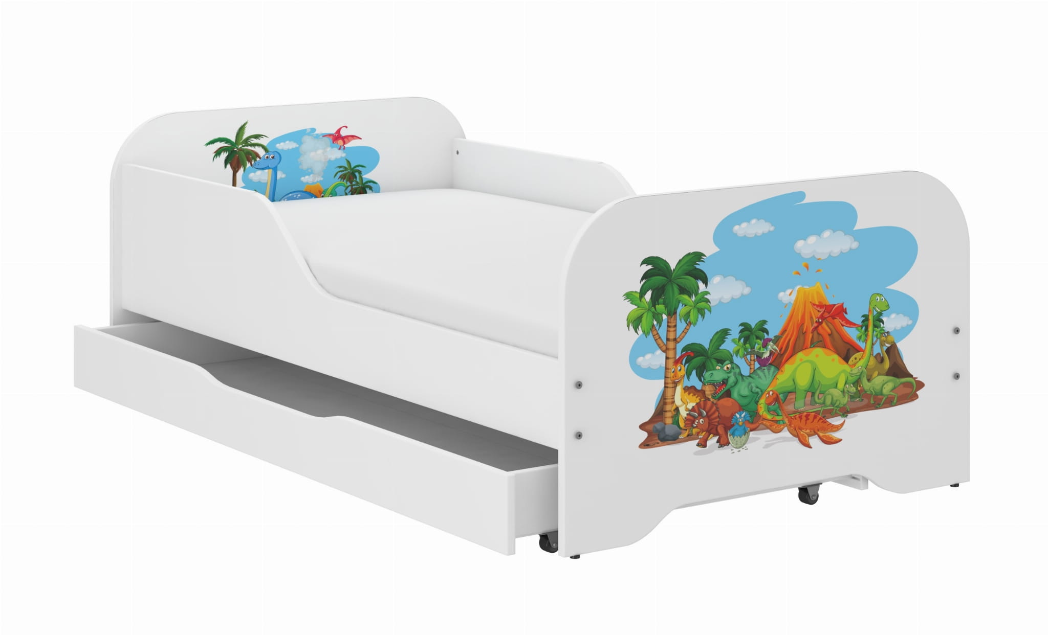Toddler Children Kids Bed Including Mattress + Drawer 160x80 - Dino World
