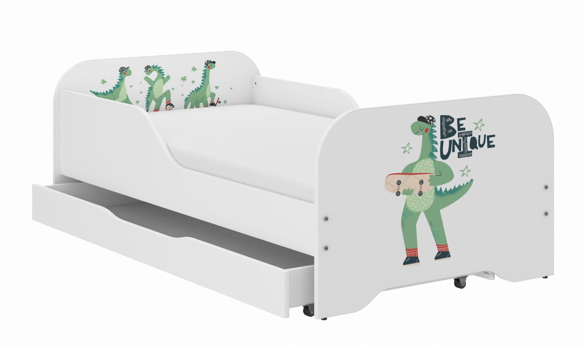 Toddler Children Kids Bed Including Mattress + Drawer 160x80 - Dino Travel