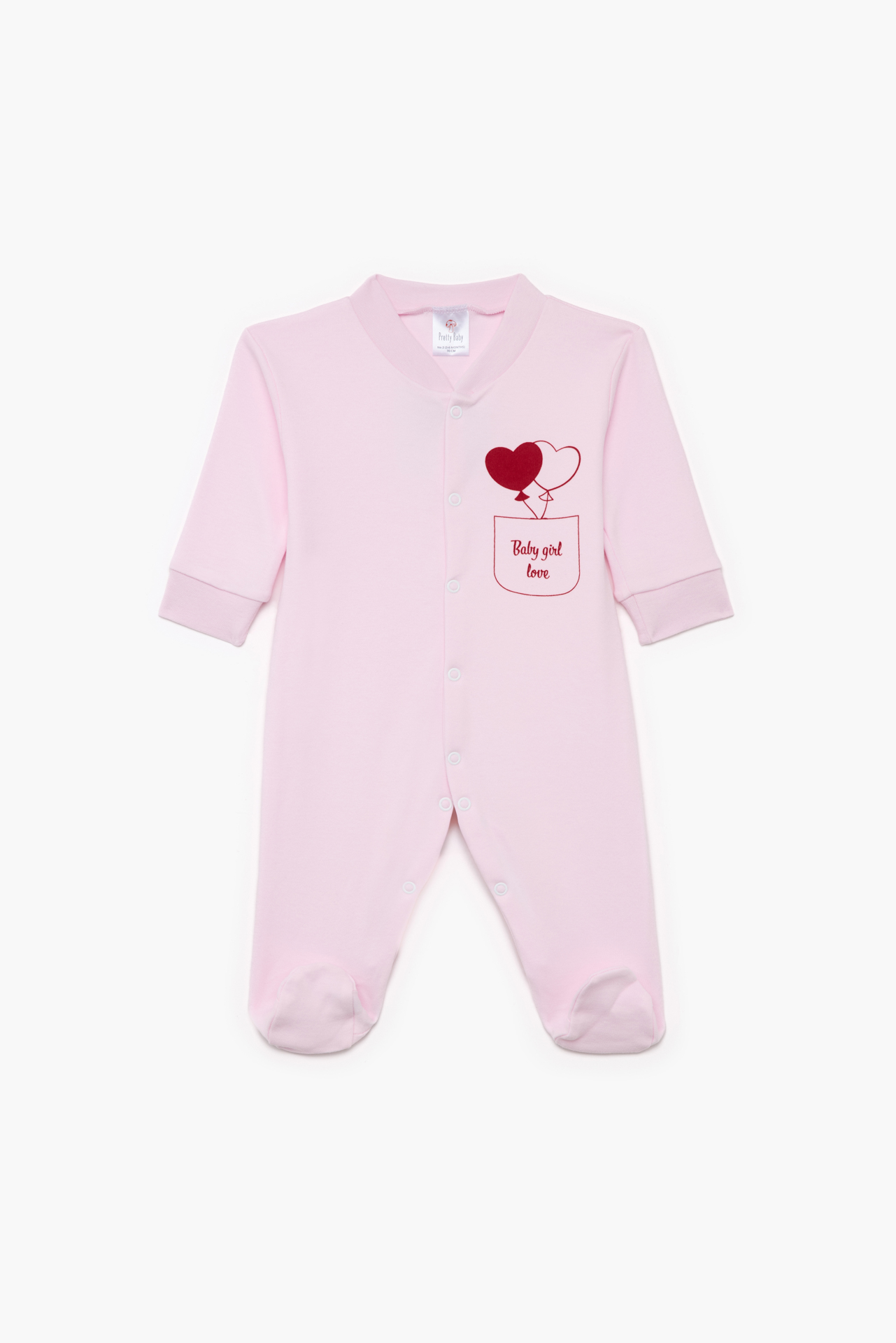 Pretty Baby Winter Baby Sleepsuit Long Sleeve Love Pink