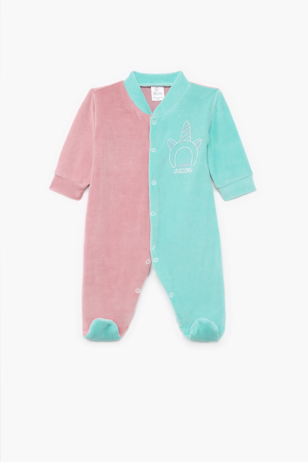 Pretty Baby Winter Velour Baby Sleepsuit Long Sleeve Unicorn Pink Green
