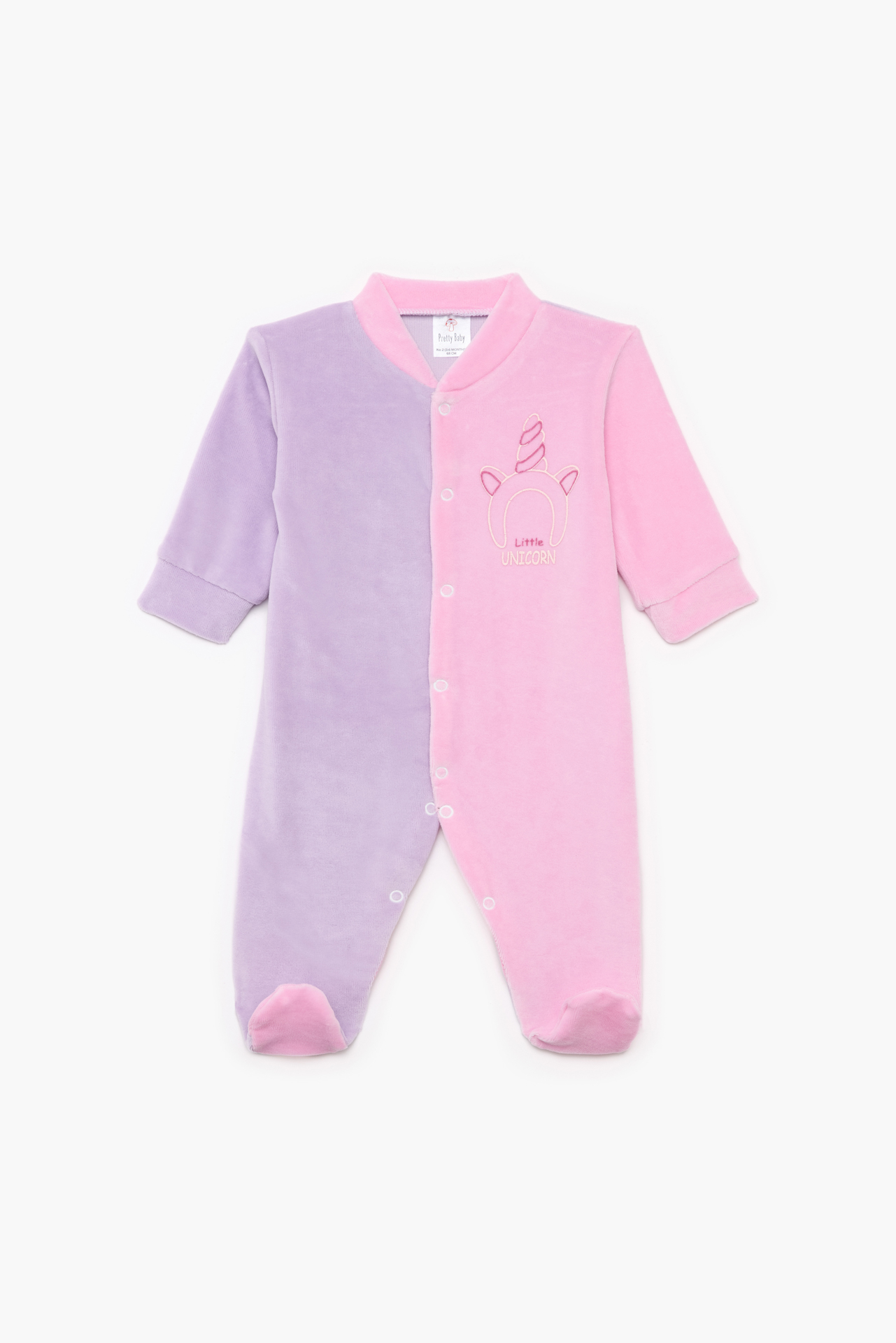 Pretty Baby Winter Velour Baby Sleepsuit Long Sleeve Unicorn Pink Lilac