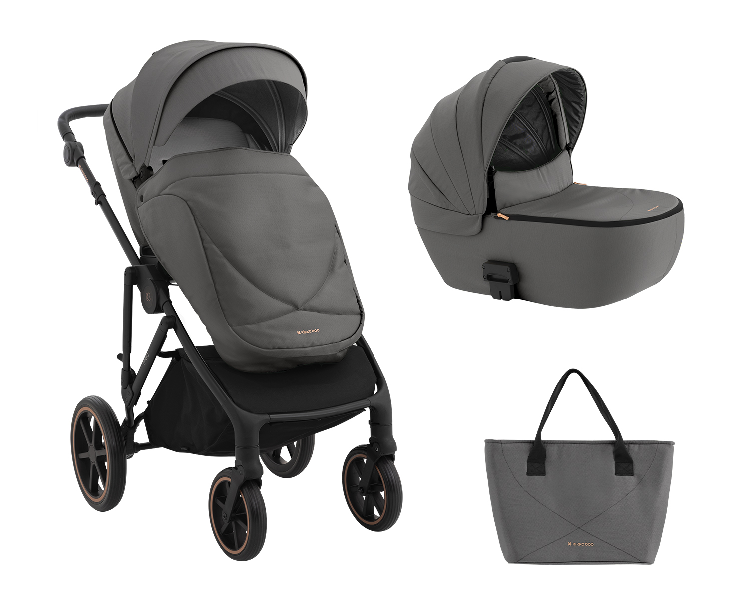 Kikka Boo Stroller 2in1 with carrycot Thea Grey 2024 31001020135