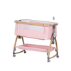 Chipolino Co-sleeping crib with drop side “Charisma" powder pink/wood + wheels KOSCA0265PP