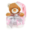 Cangaroo Baby Blanket 90/75 cm with stuffed toy Addie Bear pink 3800146271657