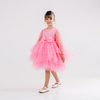Girls’ Pink Dress with Long Polka Dot Sleeves & Tulle Layers – Party Style