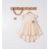 Ivory Baby Dress with Polka Dot Tulle & Ribbon– Perfect for Christening