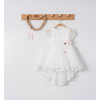 White Baby Girl Dress with Lace, Tulle & Matching Floral Headband