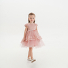 Dusty Pink Lace & Tulle Girls' Dress with Satin Belt & Bow