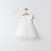 White Baby Girl Dress with Lace Bodice & Polka Dot Tulle – Perfect for Christening