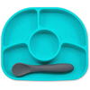 Bbluv Yumi Non-Slip Silicone Divided Plate & Spoon Aqua B0153-A