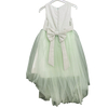 Mint Color Children's Dress with Asymmetric Tulle & Flower Belt