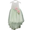 Mint Color Children's Dress with Asymmetric Tulle & Flower Belt