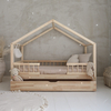 Luletto Housebed Bello Duo  Plus Wooden House Bed for Kids with Rails & Sleeping Drawer