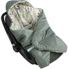 JUKKI Car Seat Blanket with Hood Koala Jungle & Olive Velvet