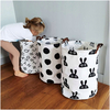 Cotton Laundry Bag Toy Storage Basket - Black White