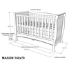 Baby Cradle Mason 3 in 1 for mattress 70x140 cm with Drawer Grey
