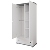 Serca two-door wardrobe with drawer 83x46x183cm White Grey