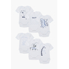 Pretty Baby Beep Set of 6 Baby Cotton Bodysuits Short Sleeve Blue White
