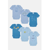 Pretty Baby Mummy Σετ 6 βρεφικά βαμβακερά κορμάκια κοντό μανίκι Σιέλ